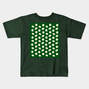 Daisy Ditsy Pattern on Green Kids T-Shirt